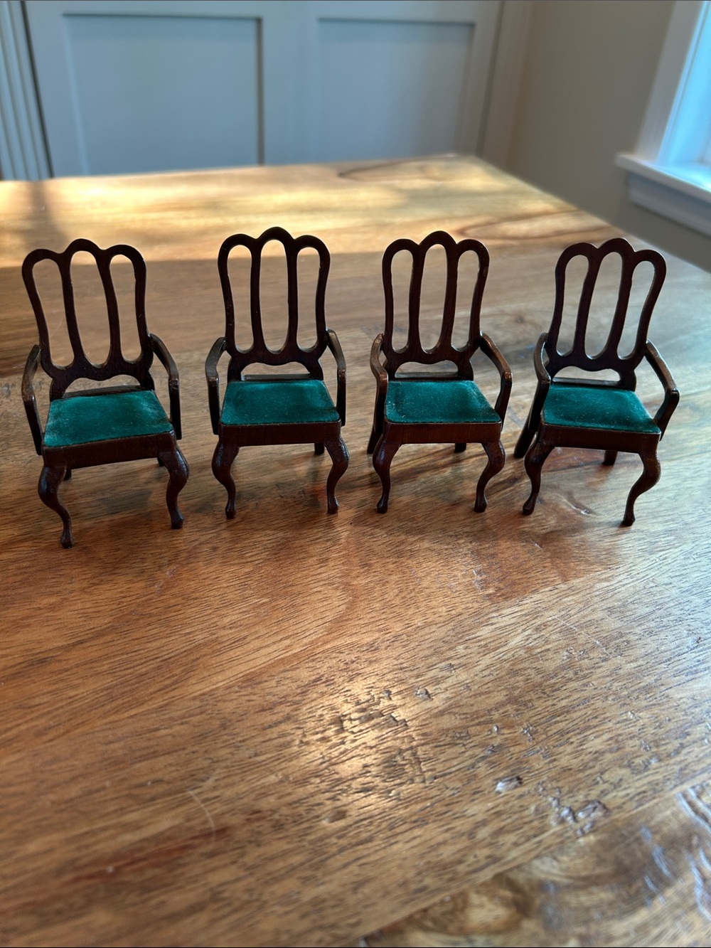 Vtg Chippendale Dining Room Chairs, Lot of 4, Dollhouse Furniture